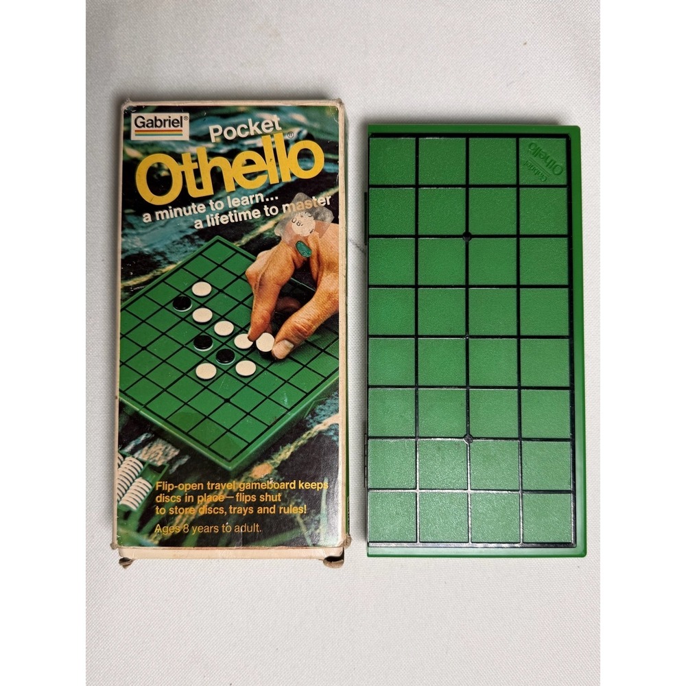 Vintage Gabriel Pocket Othello Strategy Board Game Travel Magnetic 59 Pieces
